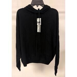Women's AQUA CASHMERE Black Pullover Hoodie Style FC9010 Small 100% Cashmere New